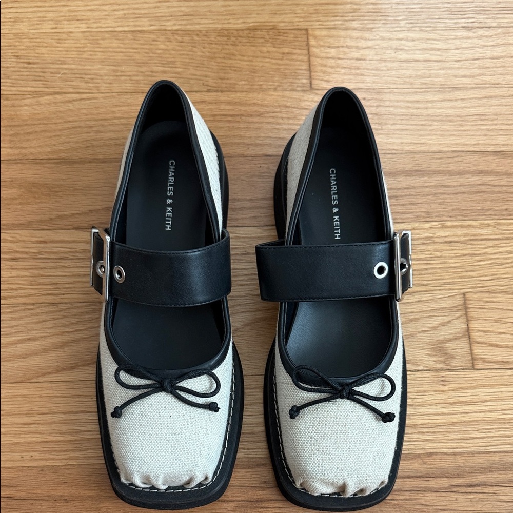 Charles & Keith Black and Cream Loafers